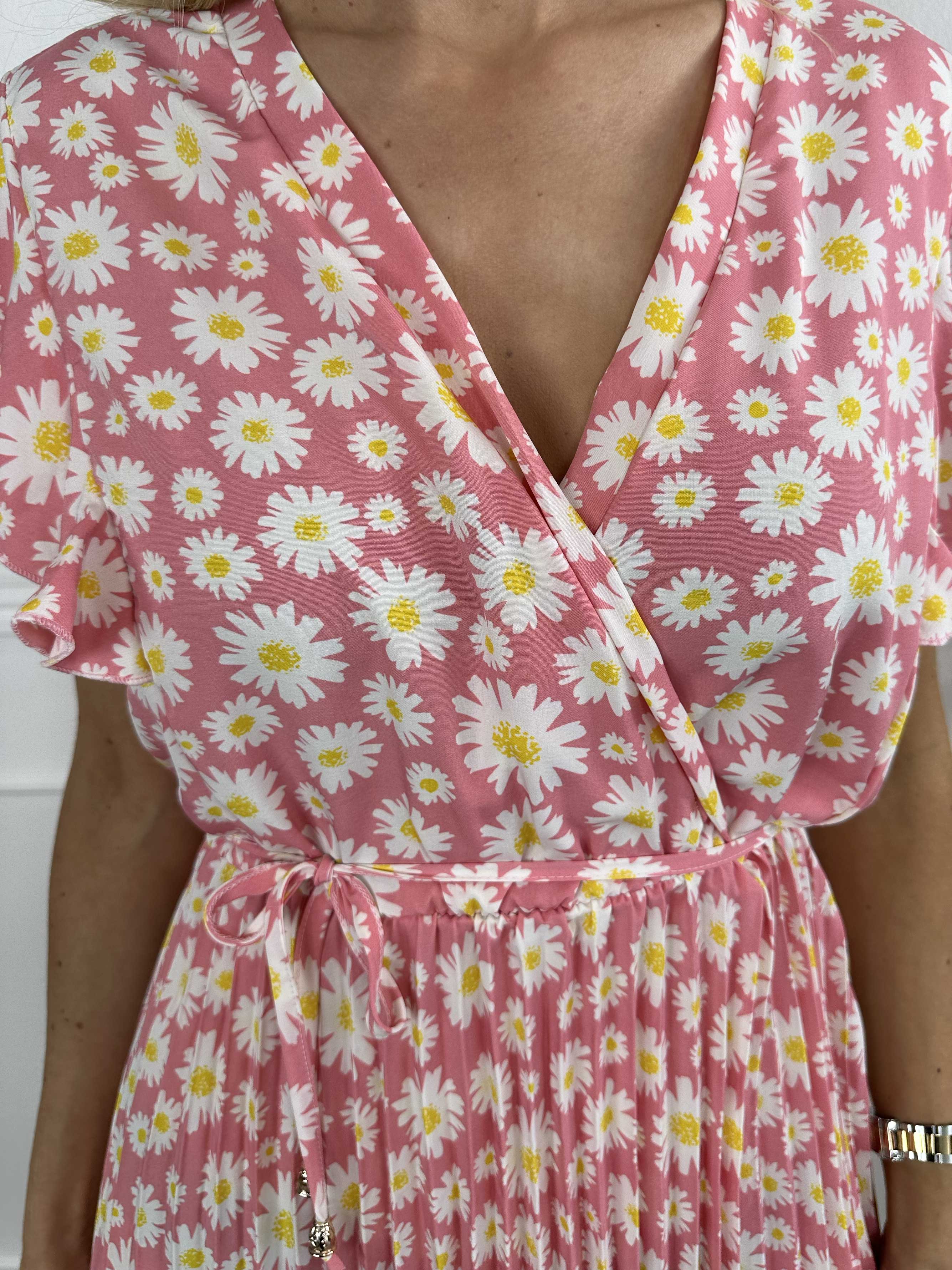 Callidora Flower - Kjole i blomsterprint med plisseringer og flæser